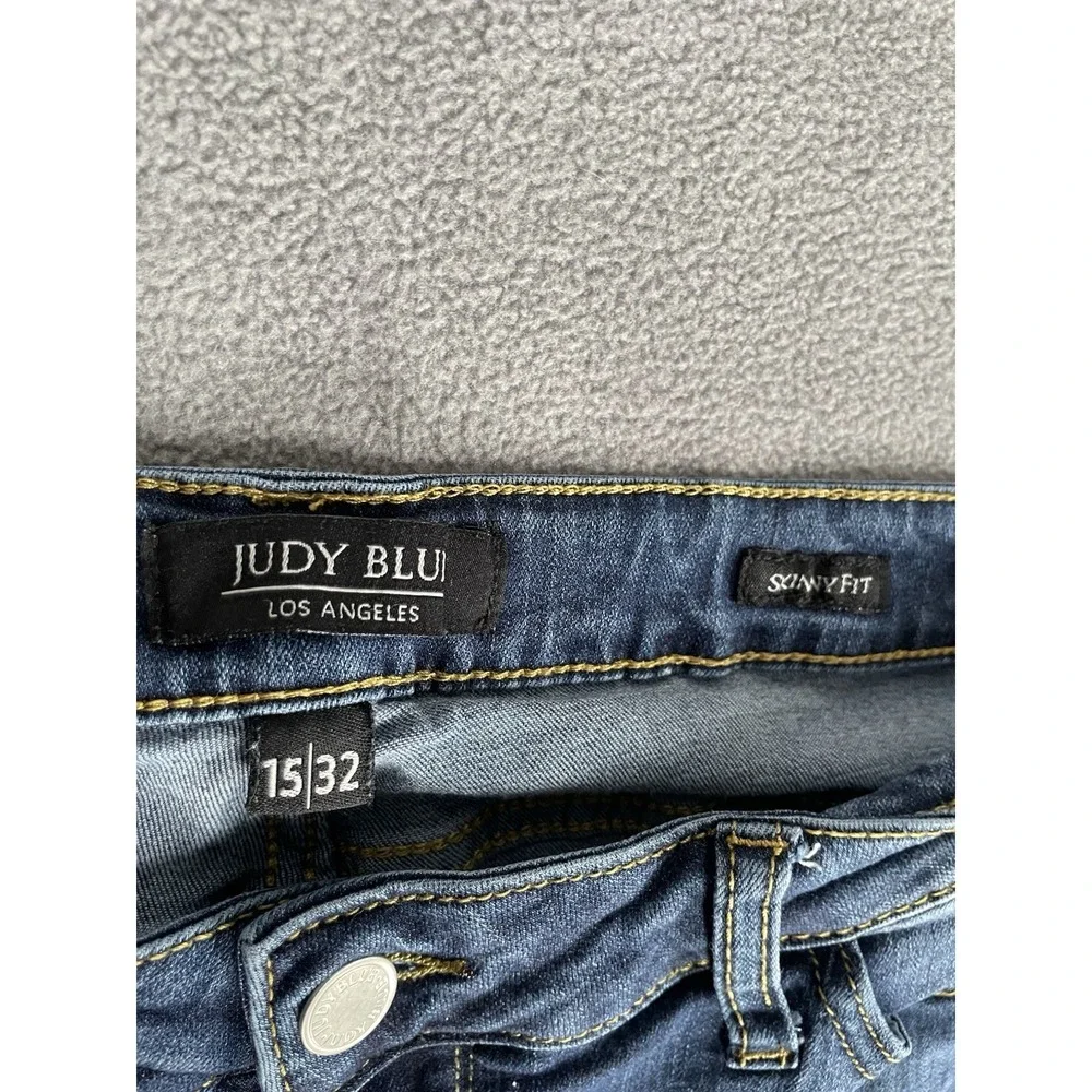Judy‎ Blue Jeans Womens 15 Blue Skinny Fit Patchwork Distressed 30x27